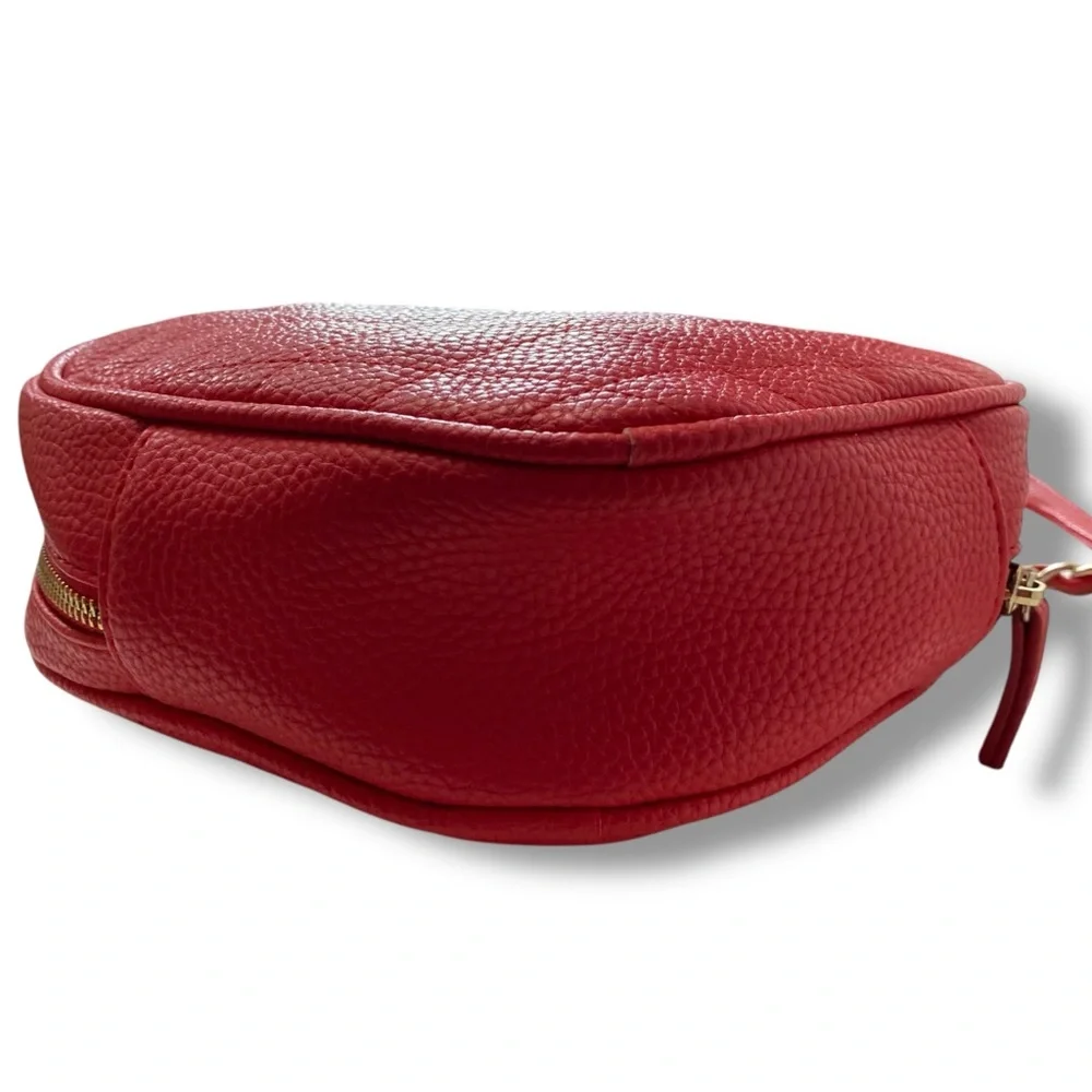 Justfab Vintage Y2K Quilted Pebbled Leather Red Heart Crossbody Bag